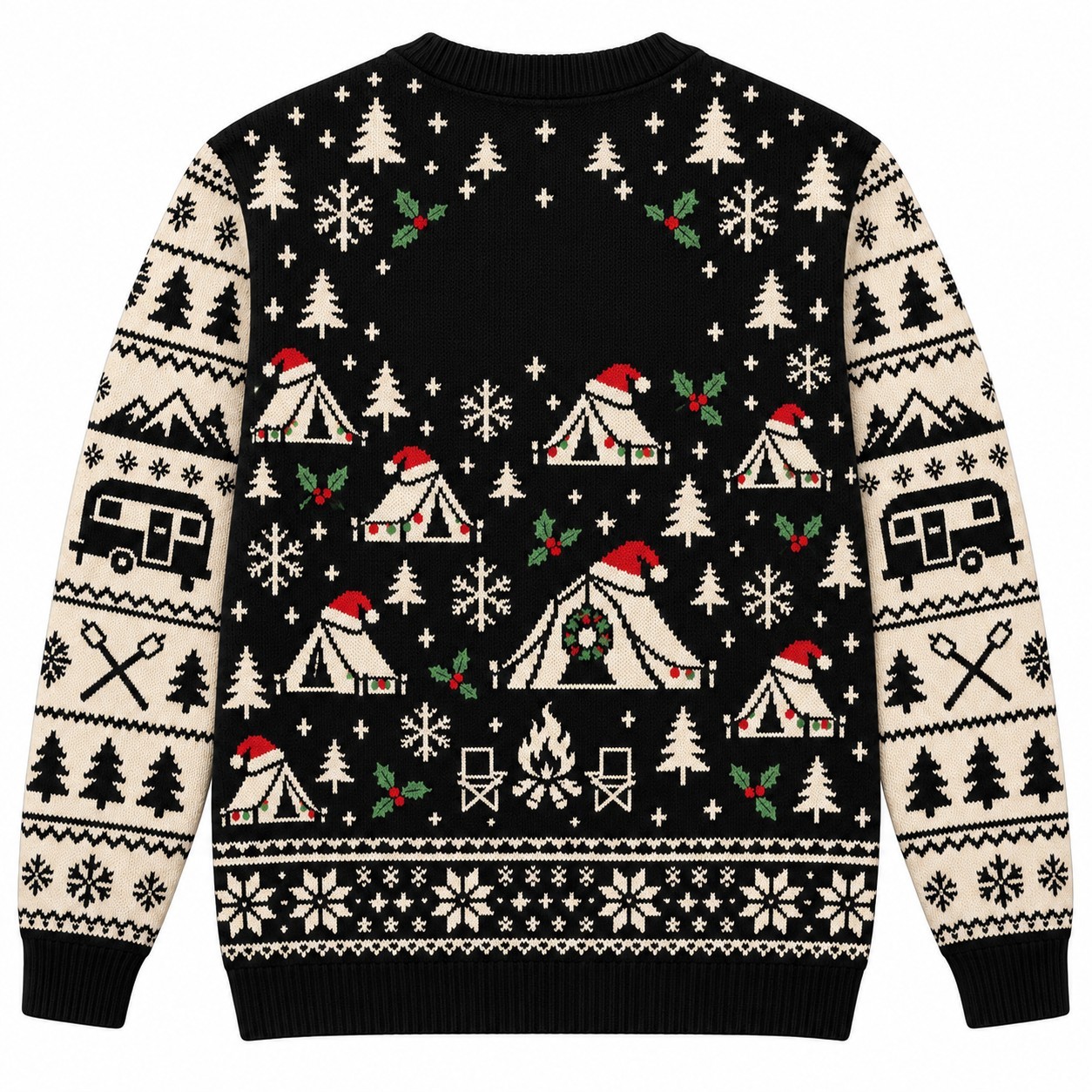 [popular-sweater:PX-09-02:back] Merry Campmas Tent Ugly Christmas Sweatshirt - Back view
