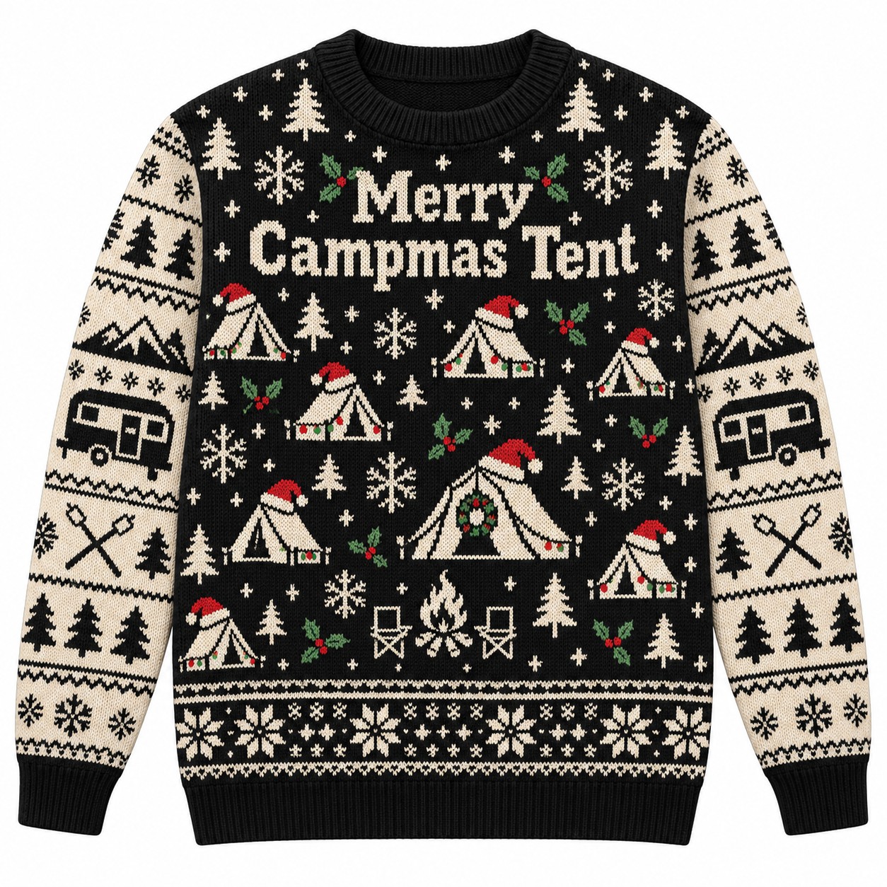 [popular-sweater:PX-09-02:front] Merry Campmas Tent Ugly Christmas Sweatshirt - Front view