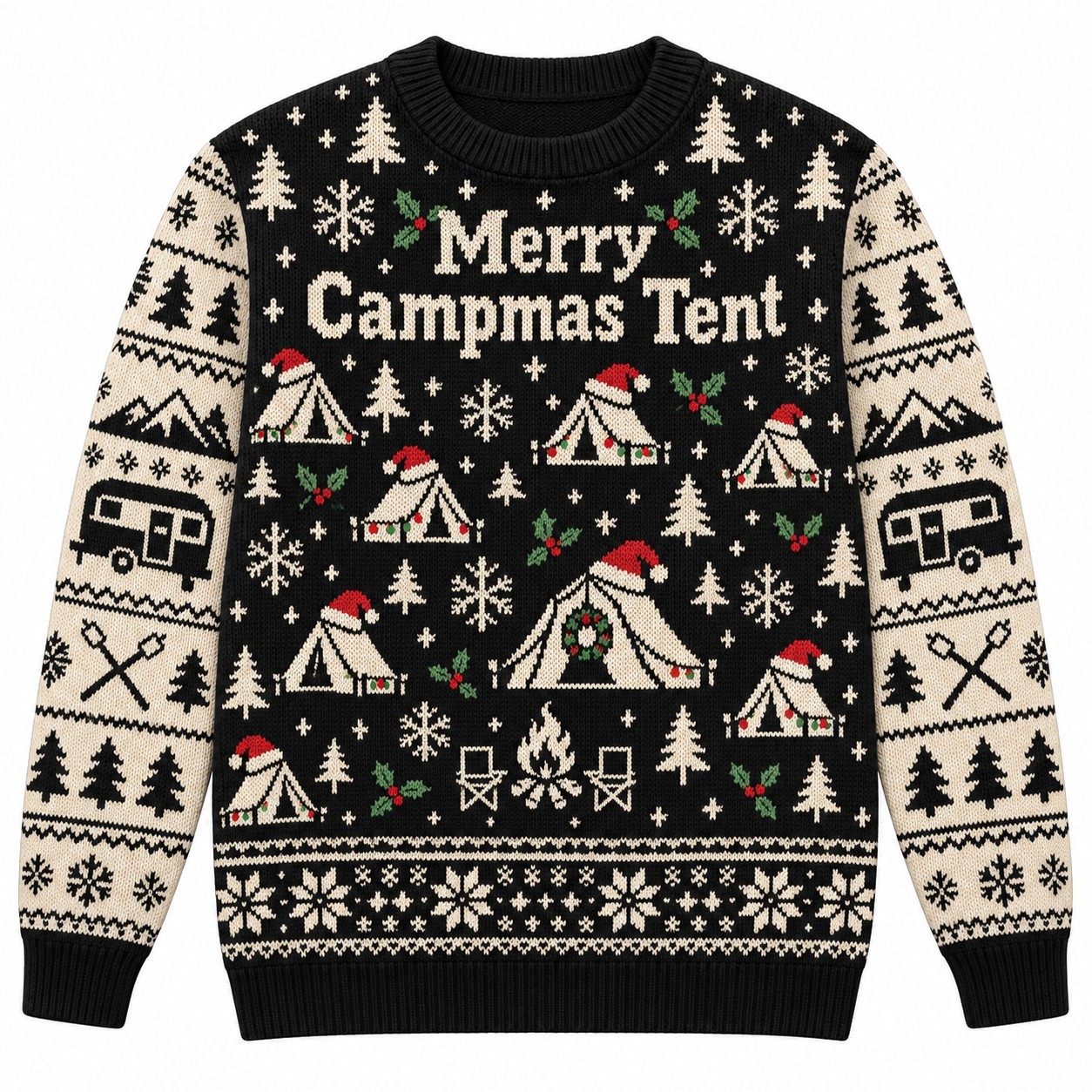 [popular-sweater:PX-09-02:front] Merry Campmas Tent Ugly Christmas Sweatshirt - Front view