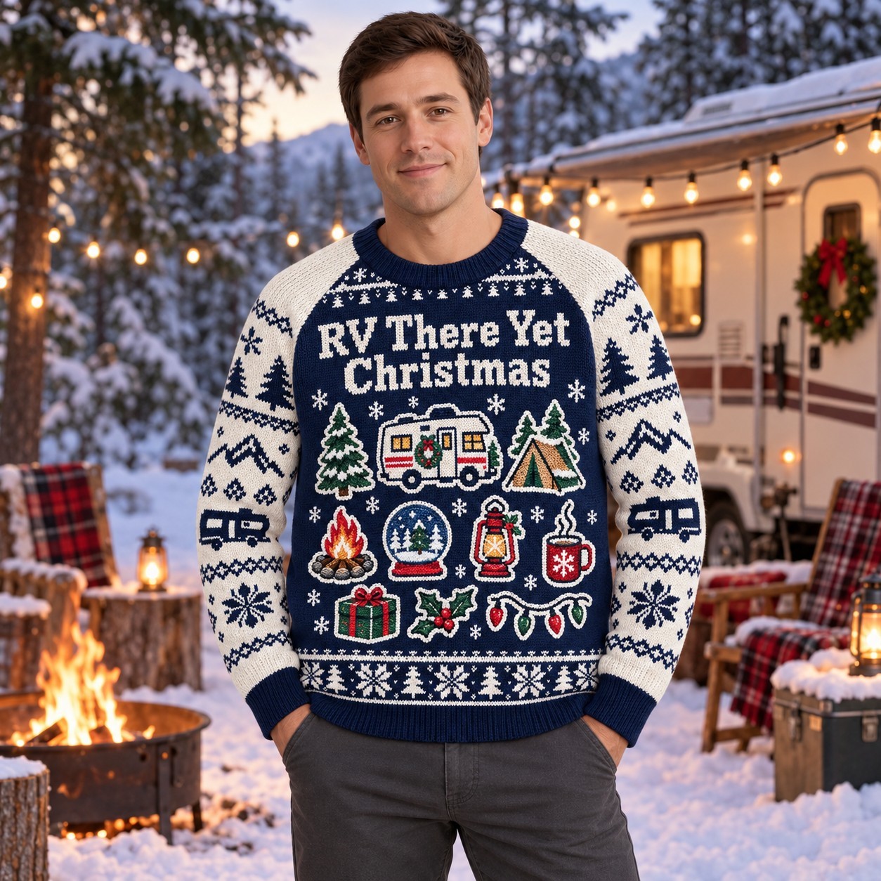 [popular-sweater:PX-09-03:male] RV There Yet Christmas Ugly Christmas Sweatshirt - Male view