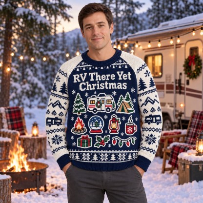 [popular-sweater:PX-09-03:male] RV There Yet Christmas Ugly Christmas Sweatshirt - Male view