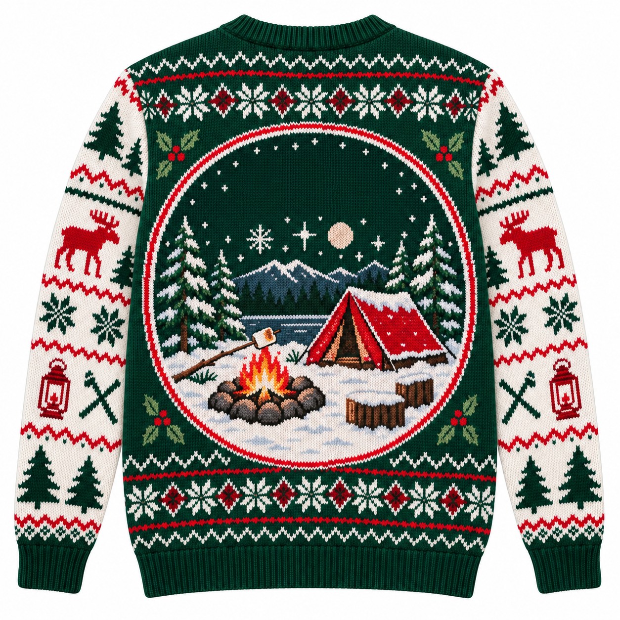[popular-sweater:PX-09-05:back] Smores And Snow Camping Ugly Christmas Sweatshirt - Back view