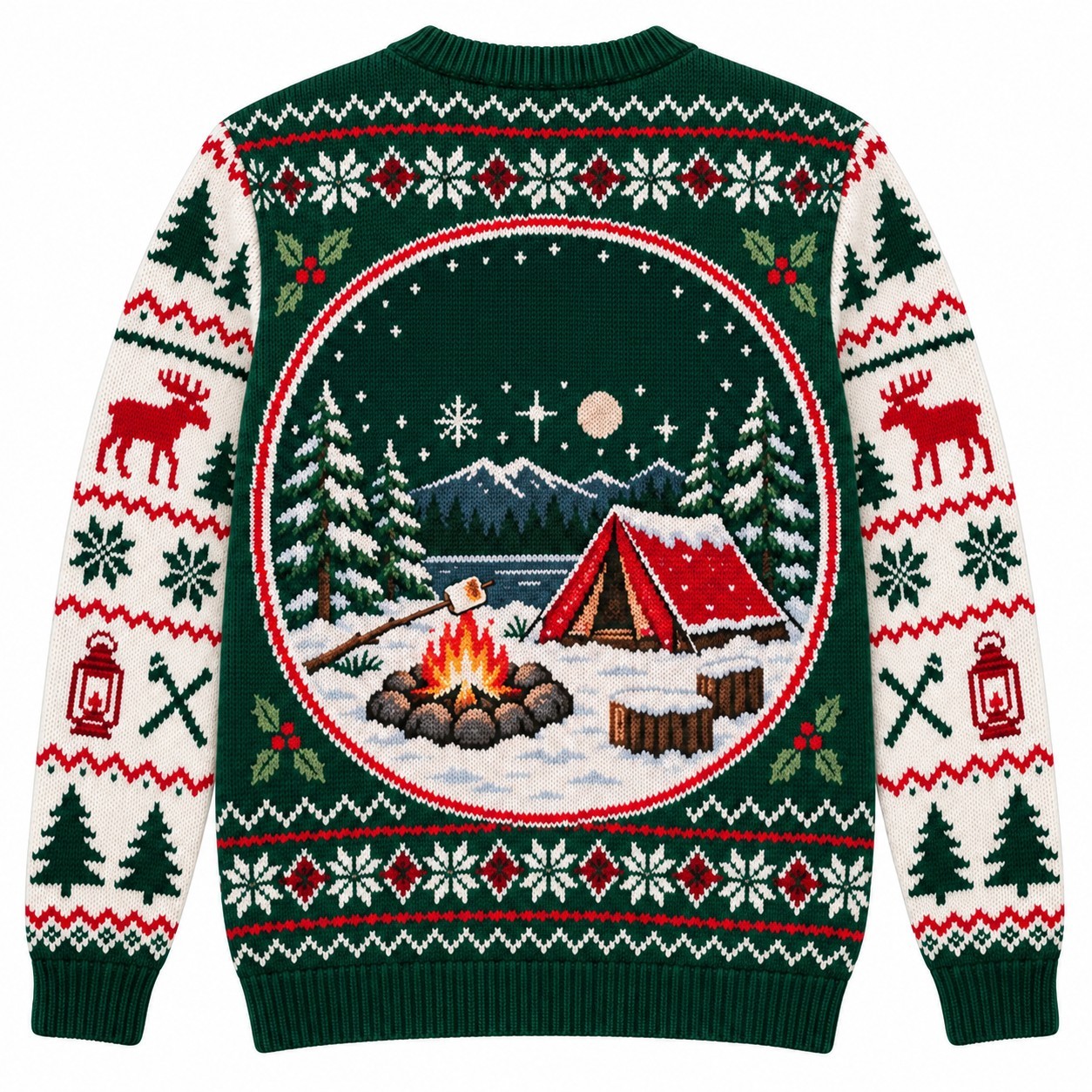 [popular-sweater:PX-09-05:back] Smores And Snow Camping Ugly Christmas Sweatshirt - Back view