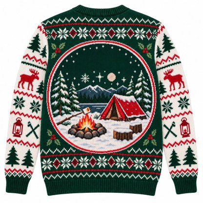 [popular-sweater:PX-09-05:back] Smores And Snow Camping Ugly Christmas Sweatshirt - Back view