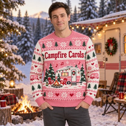 [popular-sweater:PX-09-06:male] Campfire Carols Ugly Christmas Sweatshirt - Male view