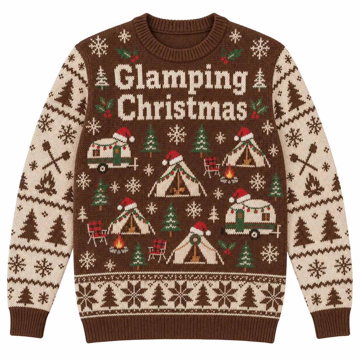 [popular-sweater:PX-09-07:front] Glamping Christmas Ugly Christmas Sweatshirt - Front view