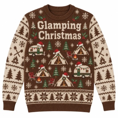 [popular-sweater:PX-09-07:front] Glamping Christmas Ugly Christmas Sweatshirt - Front view