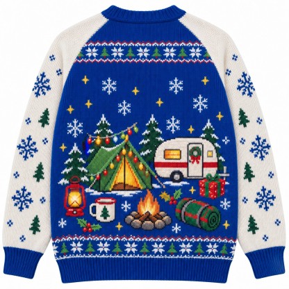 [popular-sweater:PX-09-08:back] Glowing Tent Tidings Ugly Christmas Sweatshirt - Back view