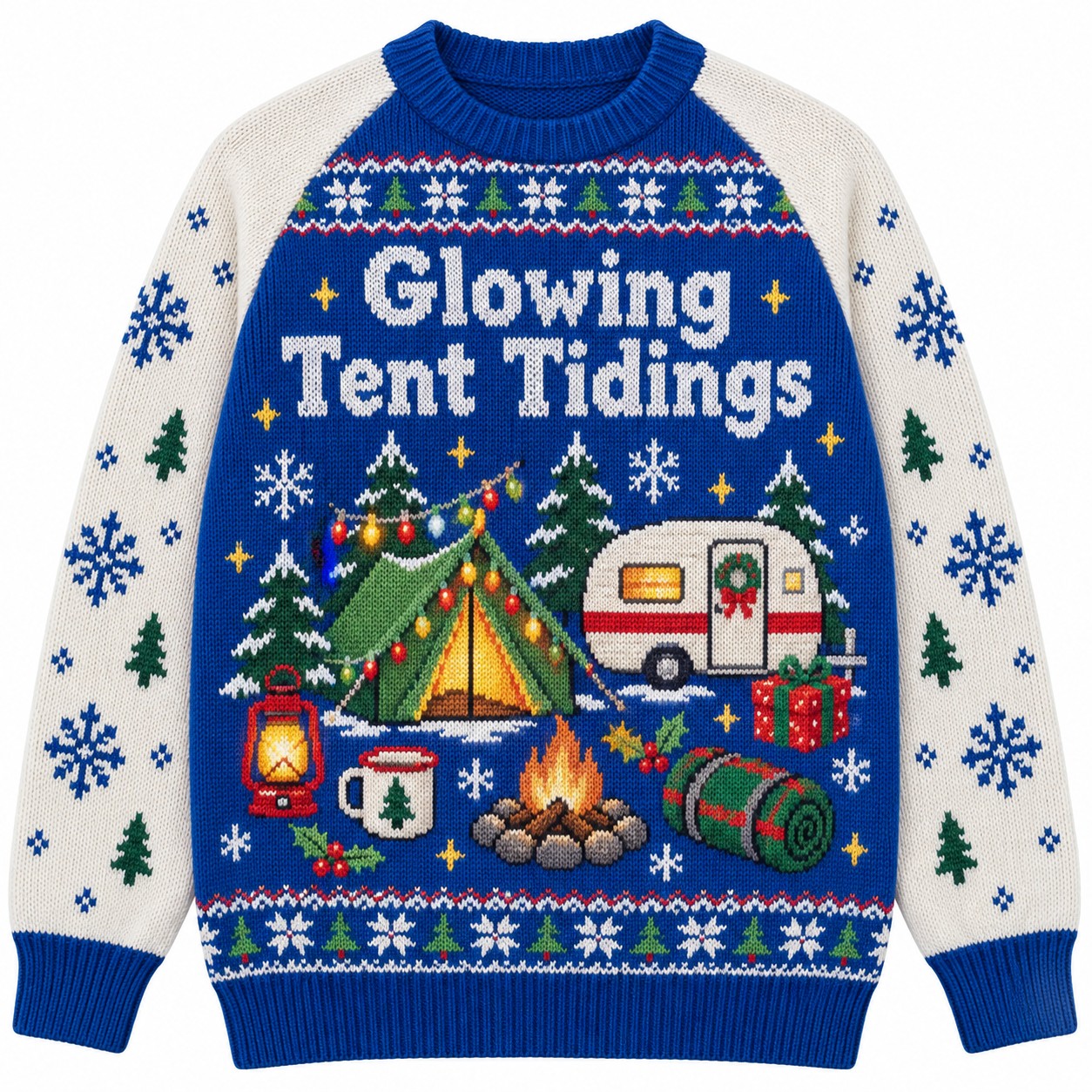 [popular-sweater:PX-09-08:front] Glowing Tent Tidings Ugly Christmas Sweatshirt - Front view
