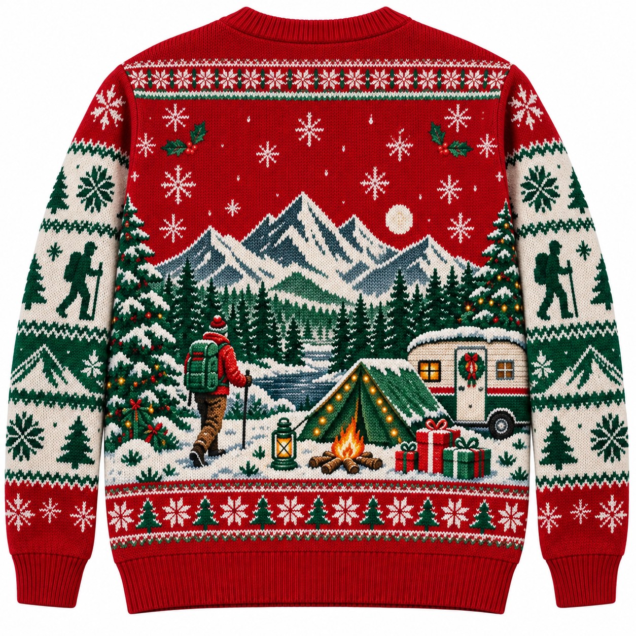 [popular-sweater:PX-09-09:back] Mountain Christmas Hiking Ugly Christmas Sweatshirt - Back view