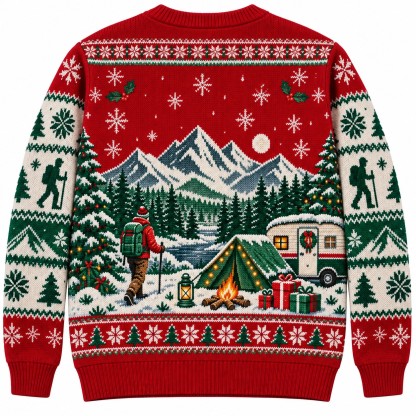 [popular-sweater:PX-09-09:back] Mountain Christmas Hiking Ugly Christmas Sweatshirt - Back view