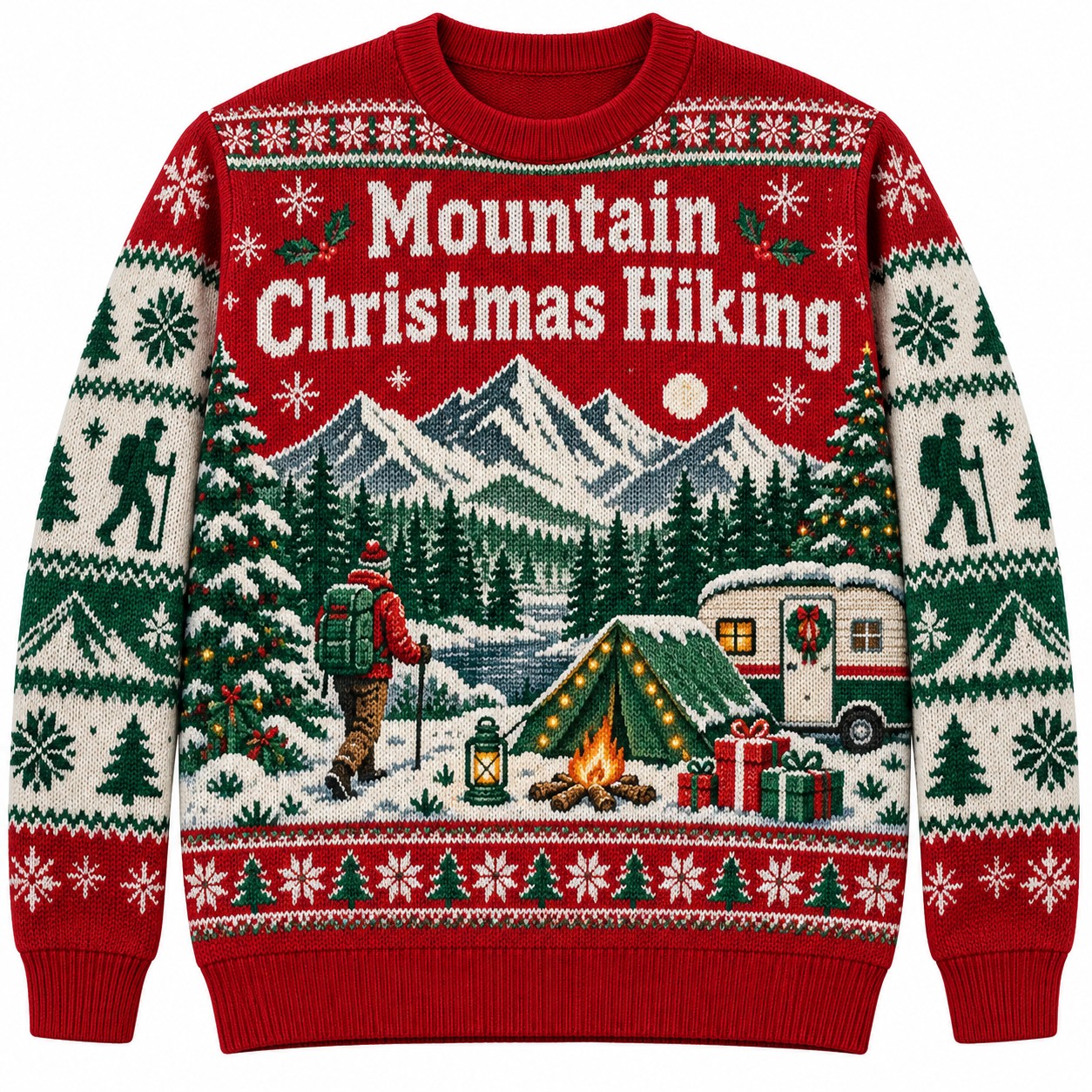 [popular-sweater:PX-09-09:front] Mountain Christmas Hiking Ugly Christmas Sweatshirt - Front view