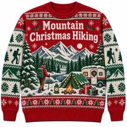 [popular-sweater:PX-09-09:front] Mountain Christmas Hiking Ugly Christmas Sweatshirt - Front view
