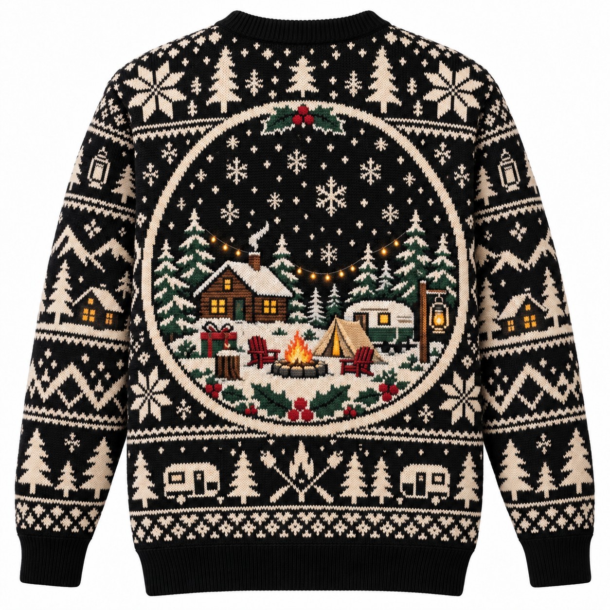 [popular-sweater:PX-09-10:back] Cabin Fever Christmas Ugly Christmas Sweatshirt - Back view