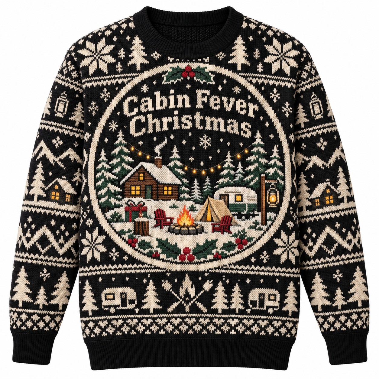 [popular-sweater:PX-09-10:front] Cabin Fever Christmas Ugly Christmas Sweatshirt - Front view