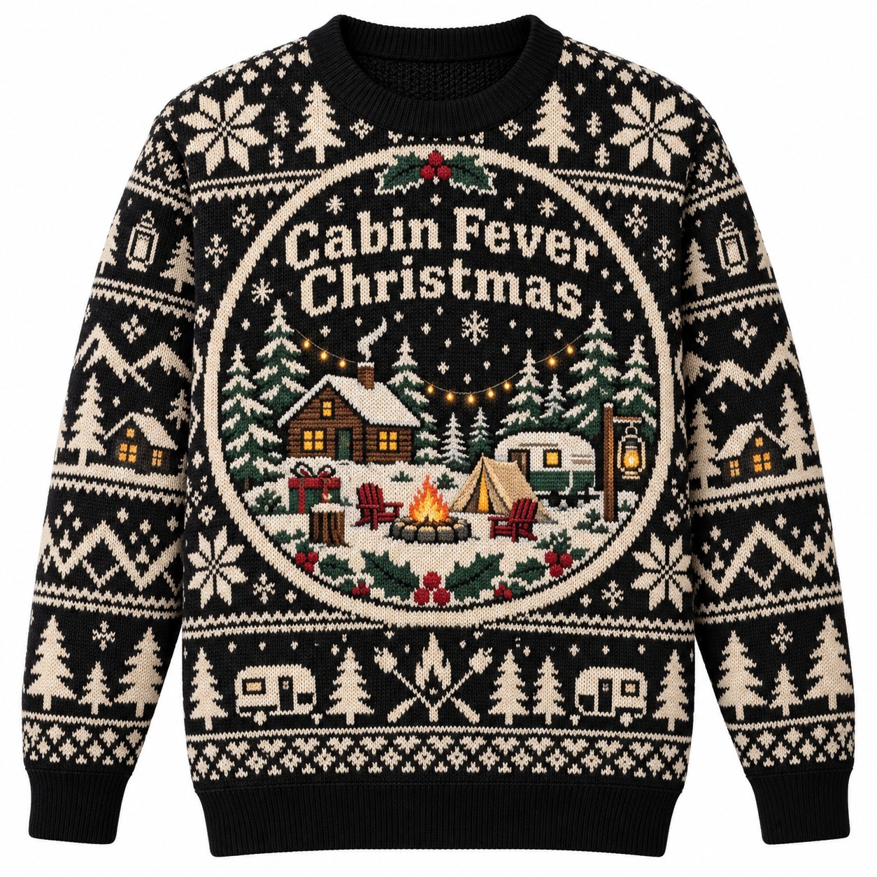 [popular-sweater:PX-09-10:front] Cabin Fever Christmas Ugly Christmas Sweatshirt - Front view
