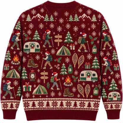 [popular-sweater:PX-09-12:back] Hike Hike Hooray Christmas Ugly Christmas Sweatshirt - Back view