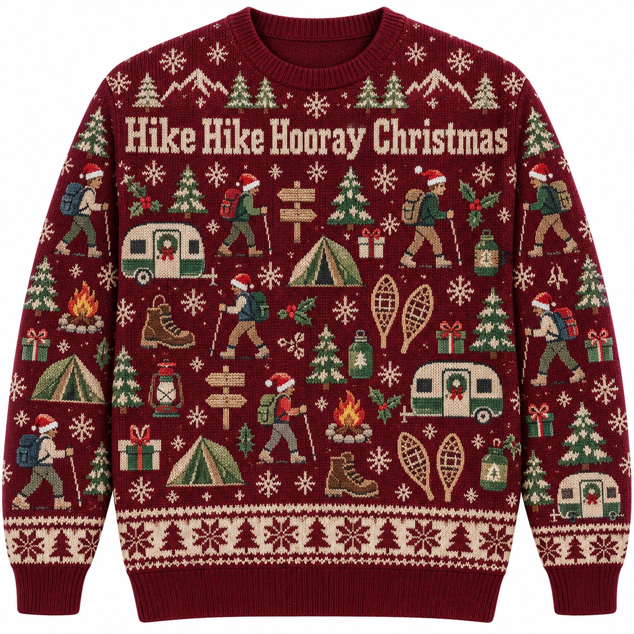 [popular-sweater:PX-09-12:front] Hike Hike Hooray Christmas Ugly Christmas Sweatshirt - Front view