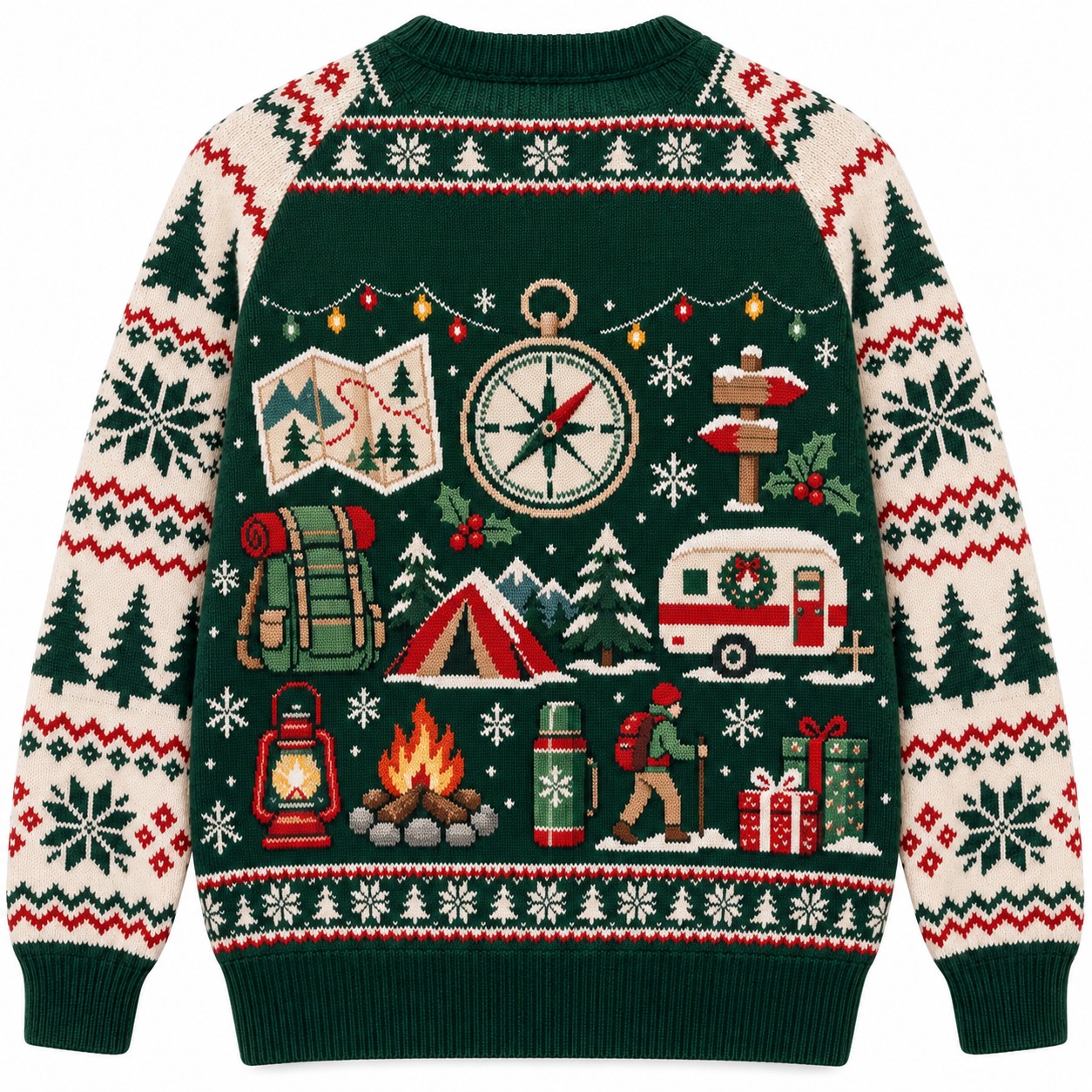 [popular-sweater:PX-09-13:back] Adventure Awaits Christmas Compass Ugly Christmas Sweatshirt - Back view