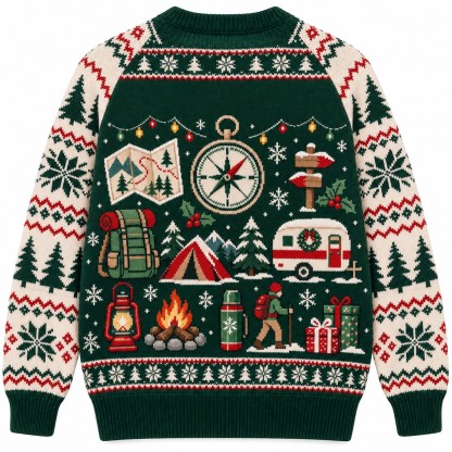 [popular-sweater:PX-09-13:back] Adventure Awaits Christmas Compass Ugly Christmas Sweatshirt - Back view