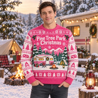 [popular-sweater:PX-09-14:male] Pine Tree Park Christmas Ugly Christmas Sweatshirt - Male view