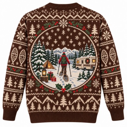 [popular-sweater:PX-09-15:back] Snowshoe Season Ugly Christmas Sweatshirt - Back view