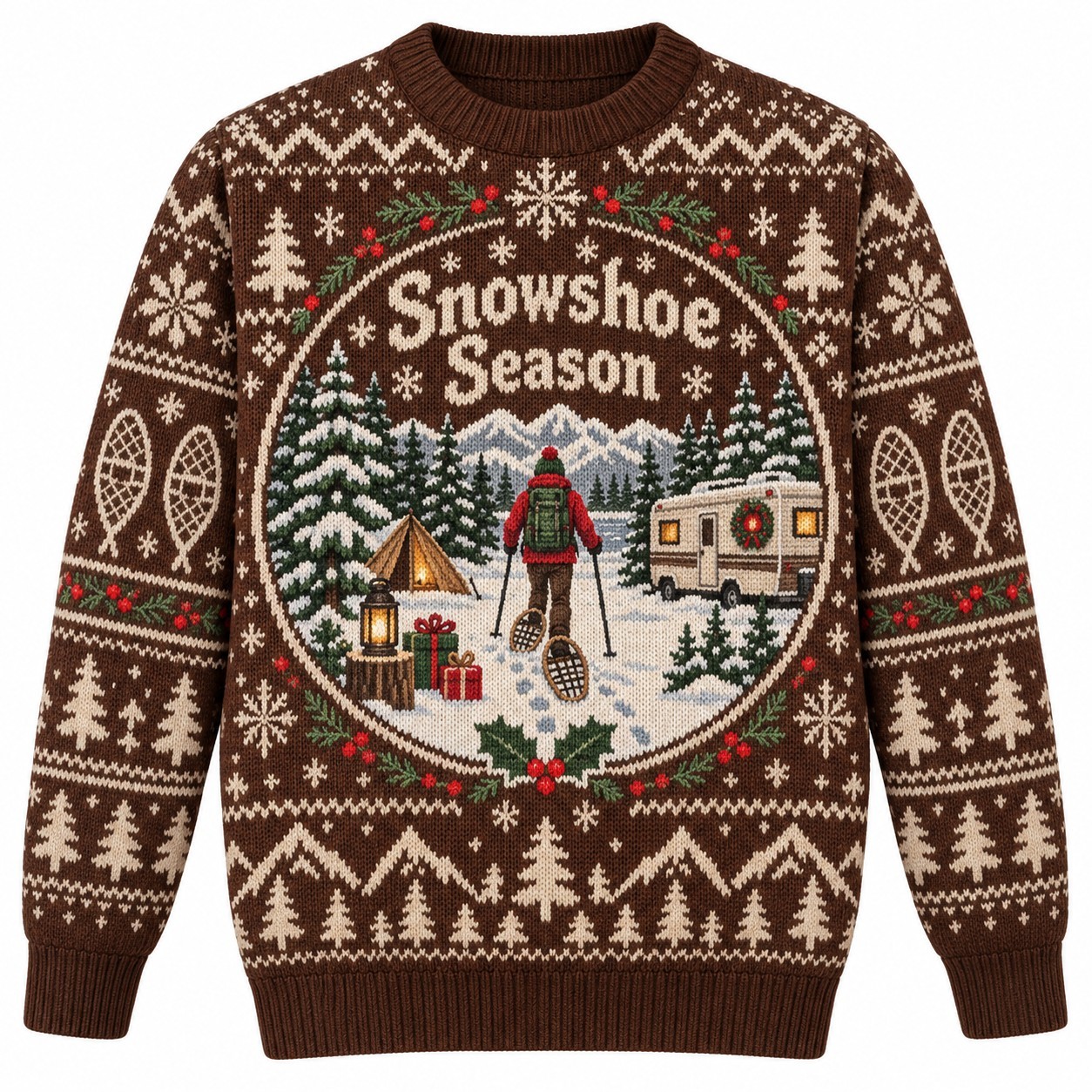 [popular-sweater:PX-09-15:front] Snowshoe Season Ugly Christmas Sweatshirt - Front view