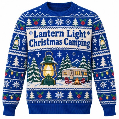 [popular-sweater:PX-09-16:front] Lantern Light Christmas Camping Ugly Christmas Sweatshirt - Front view