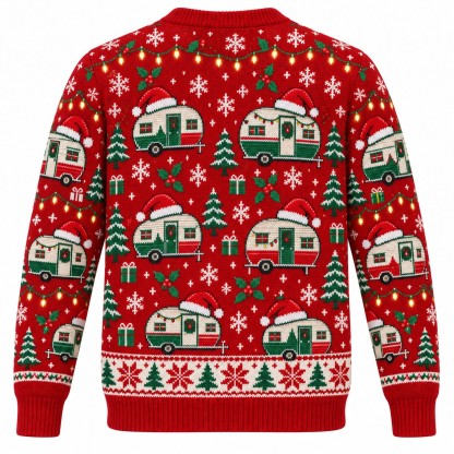 [popular-sweater:PX-09-17:back] Vintage Trailer Christmas Ugly Christmas Sweatshirt - Back view