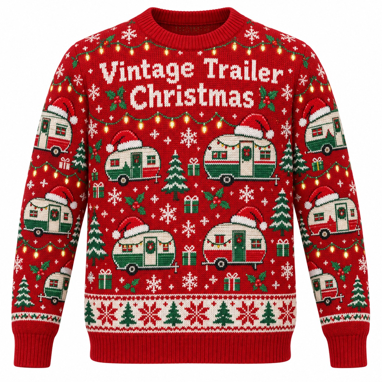 [popular-sweater:PX-09-17:front] Vintage Trailer Christmas Ugly Christmas Sweatshirt - Front view