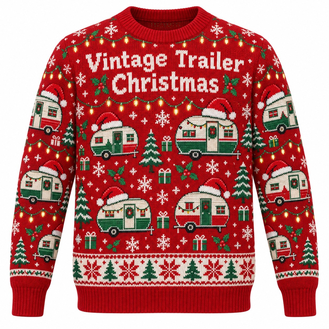 [popular-sweater:PX-09-17:front] Vintage Trailer Christmas Ugly Christmas Sweatshirt - Front view