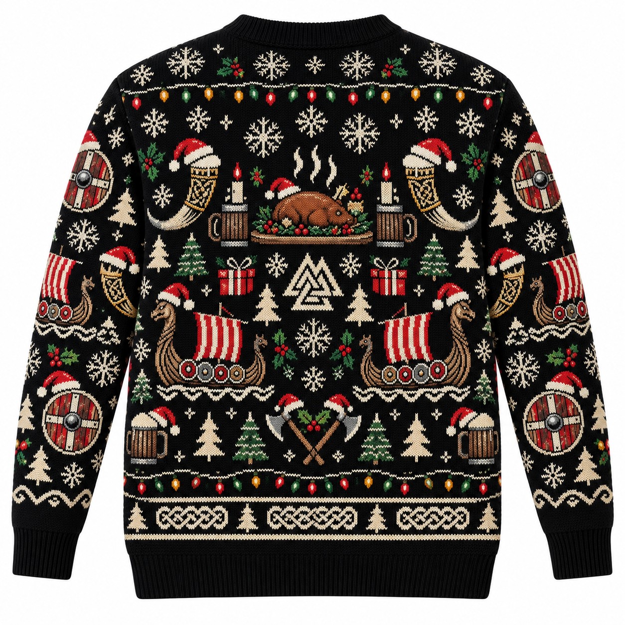 [popular-sweater:PX-10-02:back] Viking Christmas Feast Ugly Christmas Sweatshirt - Back view
