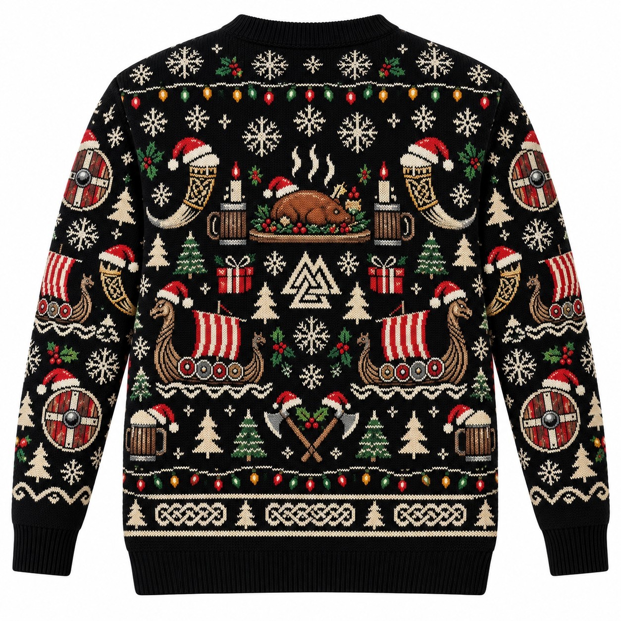 [popular-sweater:PX-10-02:back] Viking Christmas Feast Ugly Christmas Sweatshirt - Back view