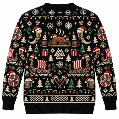 [popular-sweater:PX-10-02:back] Viking Christmas Feast Ugly Christmas Sweatshirt - Back view