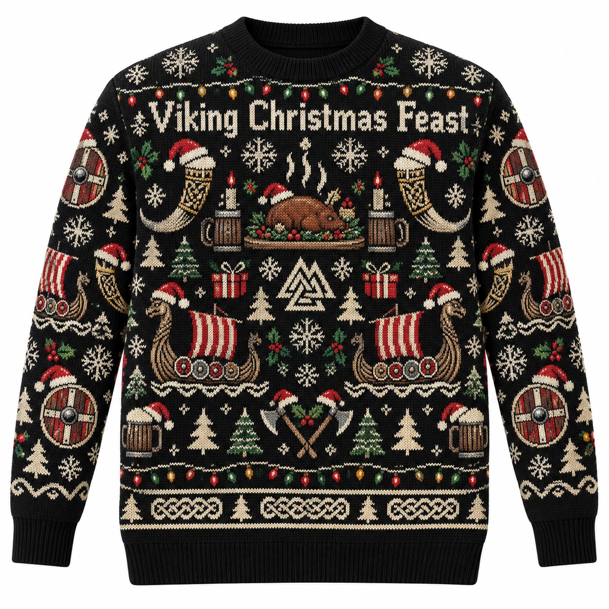 [popular-sweater:PX-10-02:front] Viking Christmas Feast Ugly Christmas Sweatshirt - Front view