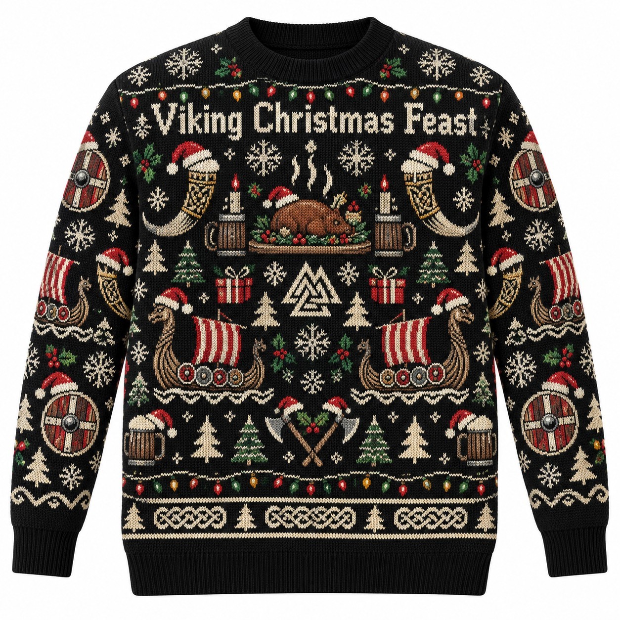 [popular-sweater:PX-10-02:front] Viking Christmas Feast Ugly Christmas Sweatshirt - Front view