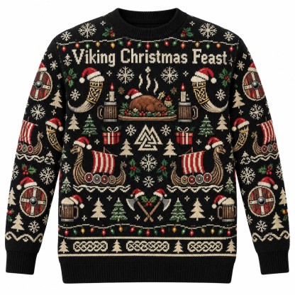[popular-sweater:PX-10-02:front] Viking Christmas Feast Ugly Christmas Sweatshirt - Front view