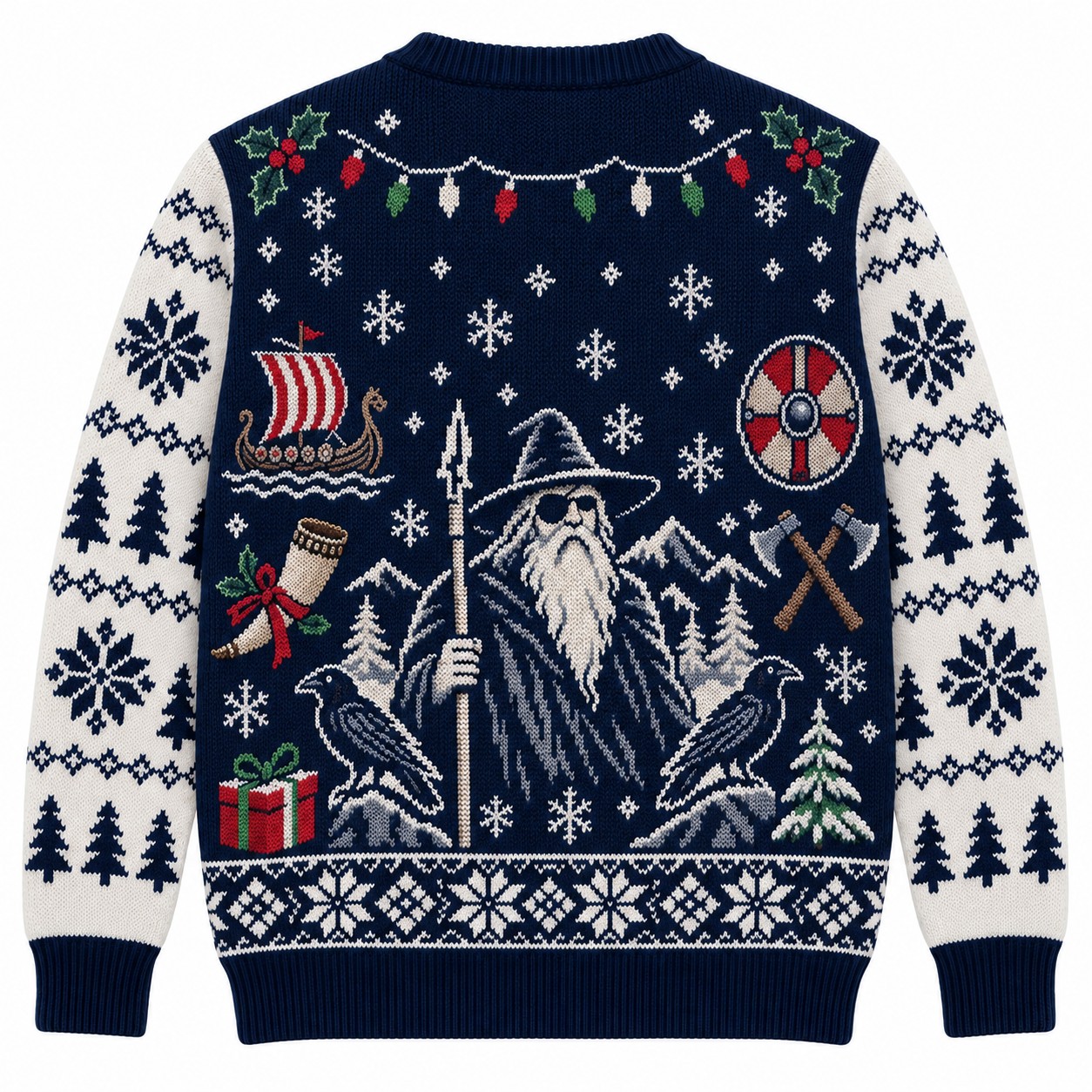[popular-sweater:PX-10-03:back] Odin Approves Christmas Ugly Christmas Sweatshirt - Back view