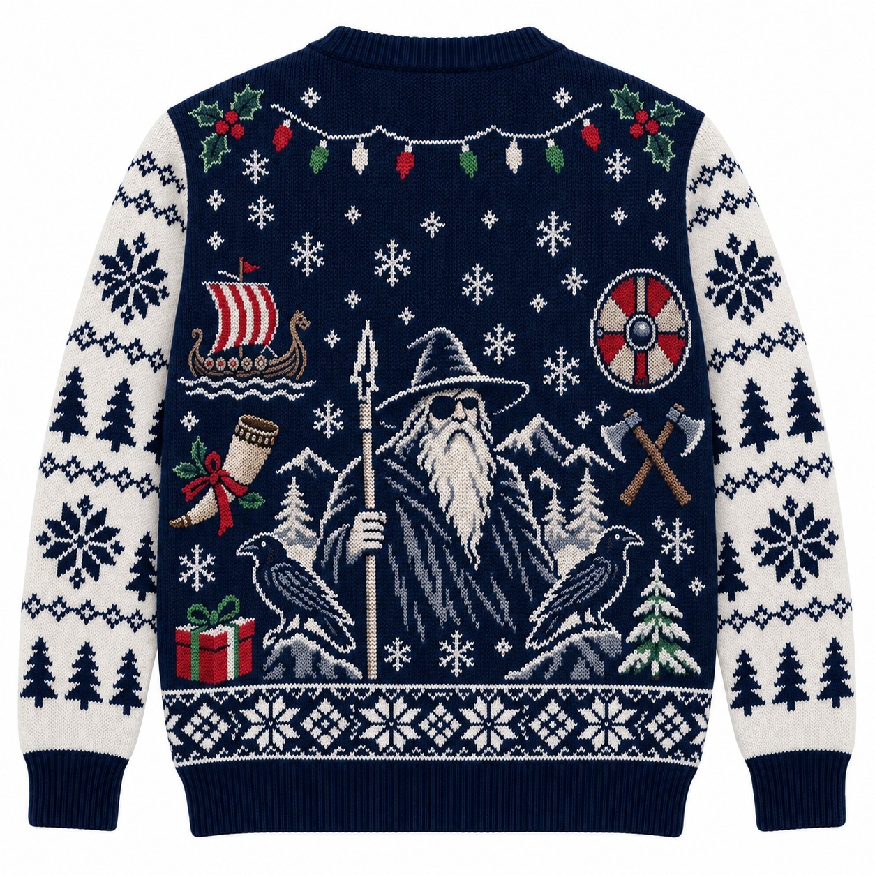 [popular-sweater:PX-10-03:back] Odin Approves Christmas Ugly Christmas Sweatshirt - Back view