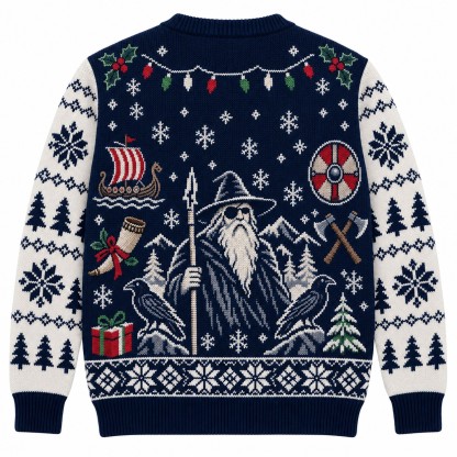 [popular-sweater:PX-10-03:back] Odin Approves Christmas Ugly Christmas Sweatshirt - Back view