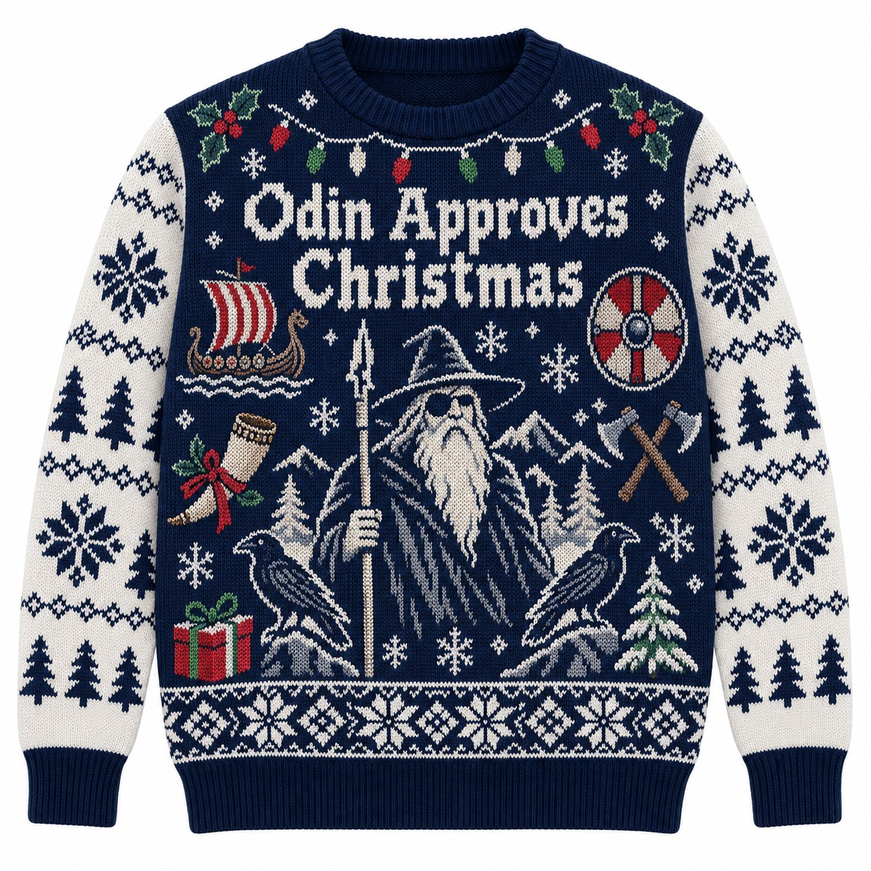 [popular-sweater:PX-10-03:front] Odin Approves Christmas Ugly Christmas Sweatshirt - Front view
