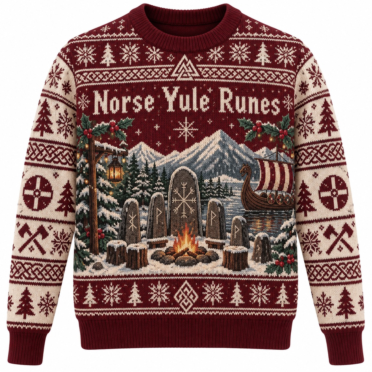 [popular-sweater:PX-10-04:front] Norse Yule Runes Ugly Christmas Sweatshirt - Front view