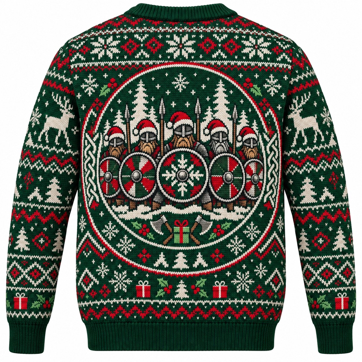 [popular-sweater:PX-10-05:back] Shield Wall Christmas Viking Ugly Christmas Sweatshirt - Back view