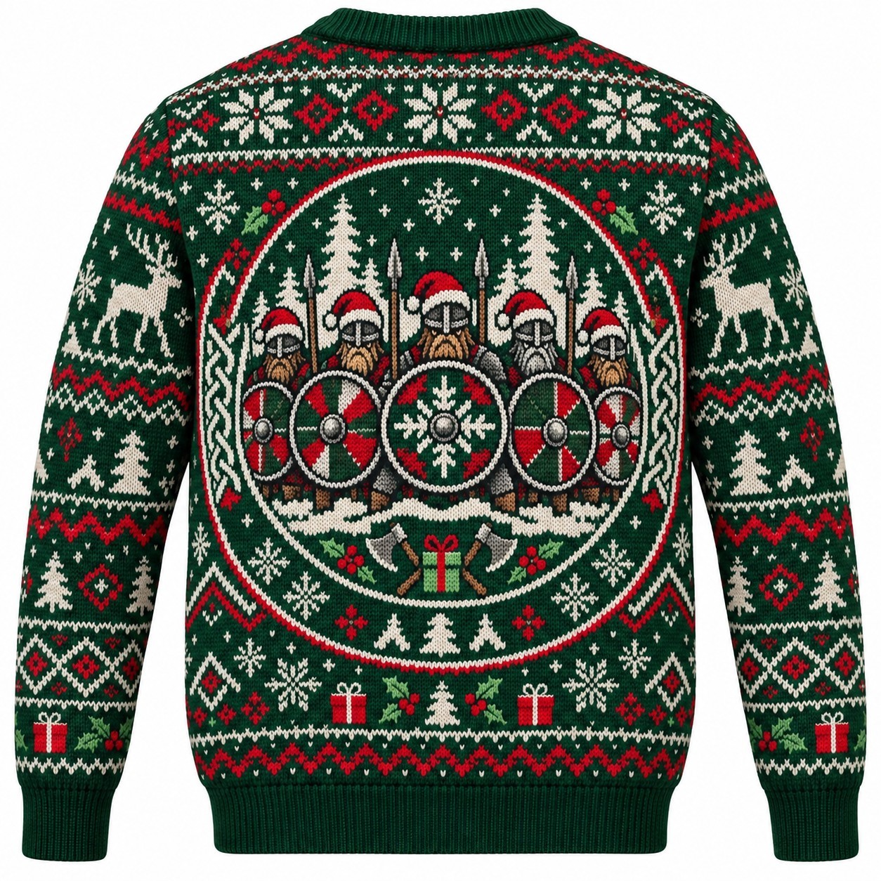[popular-sweater:PX-10-05:back] Shield Wall Christmas Viking Ugly Christmas Sweatshirt - Back view