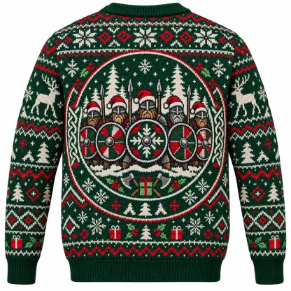 [popular-sweater:PX-10-05:back] Shield Wall Christmas Viking Ugly Christmas Sweatshirt - Back view