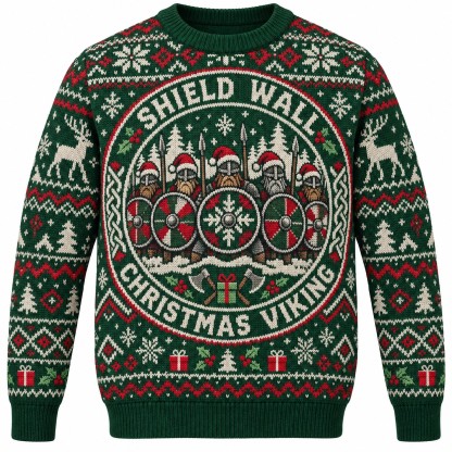 [popular-sweater:PX-10-05:front] Shield Wall Christmas Viking Ugly Christmas Sweatshirt - Front view
