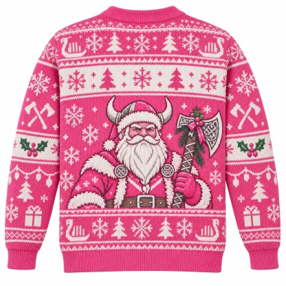 [popular-sweater:PX-10-06:back] Viking Santa Axe Ugly Christmas Sweatshirt - Back view