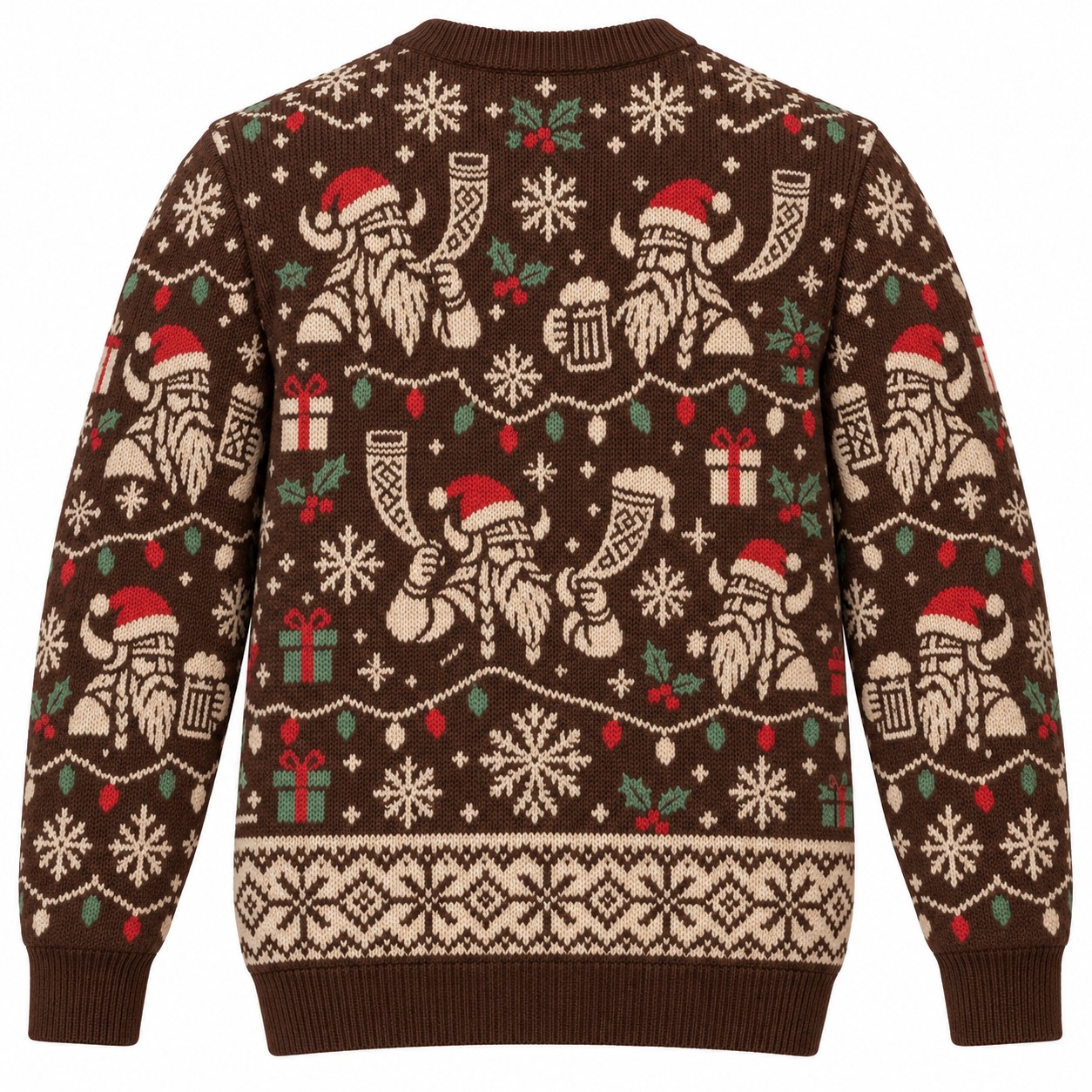 [popular-sweater:PX-10-07:back] Skol Christmas Horn Mugs Ugly Christmas Sweatshirt - Back view