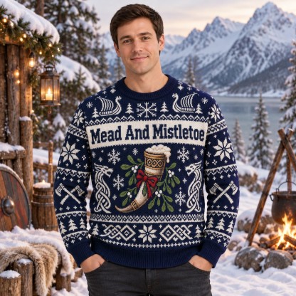 [popular-sweater:PX-10-11:male] Mead And Mistletoe Ugly Christmas Sweatshirt - Male view