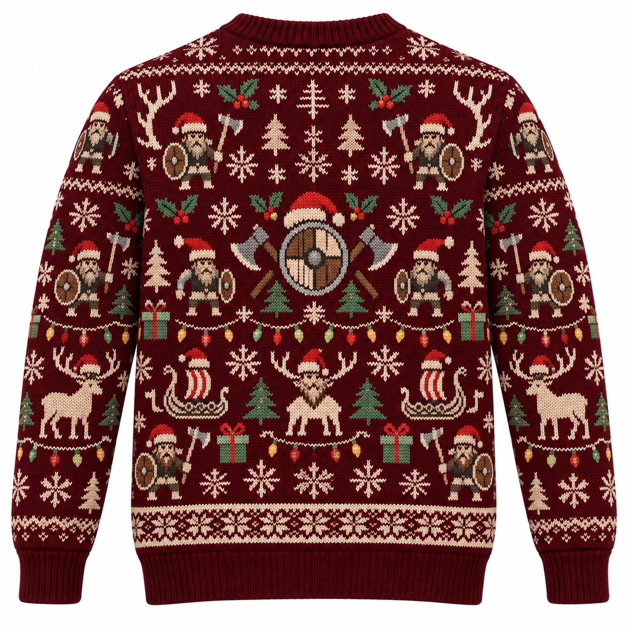 [popular-sweater:PX-10-12:back] Axe And Antlers Viking Christmas Ugly Christmas Sweatshirt - Back view